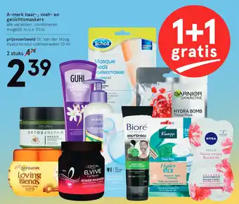 Etos A-merk haar-, voet- en gezichtsmaskers aanbieding