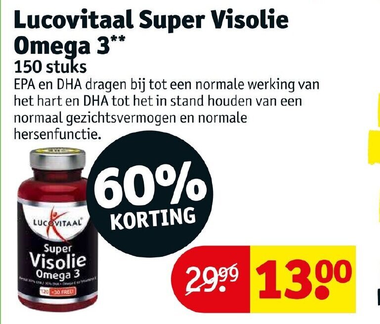 Lucovitaal super visolie omega 3 150 stuks aanbieding bij Kruidvat