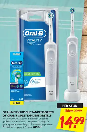 Dekamarkt Oral-B Elektrische tandenborstel of Oral-B opzettandenborstel aanbieding