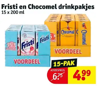 Kruidvat Fristi en chocomel drinkpakjes 15x200ML aanbieding