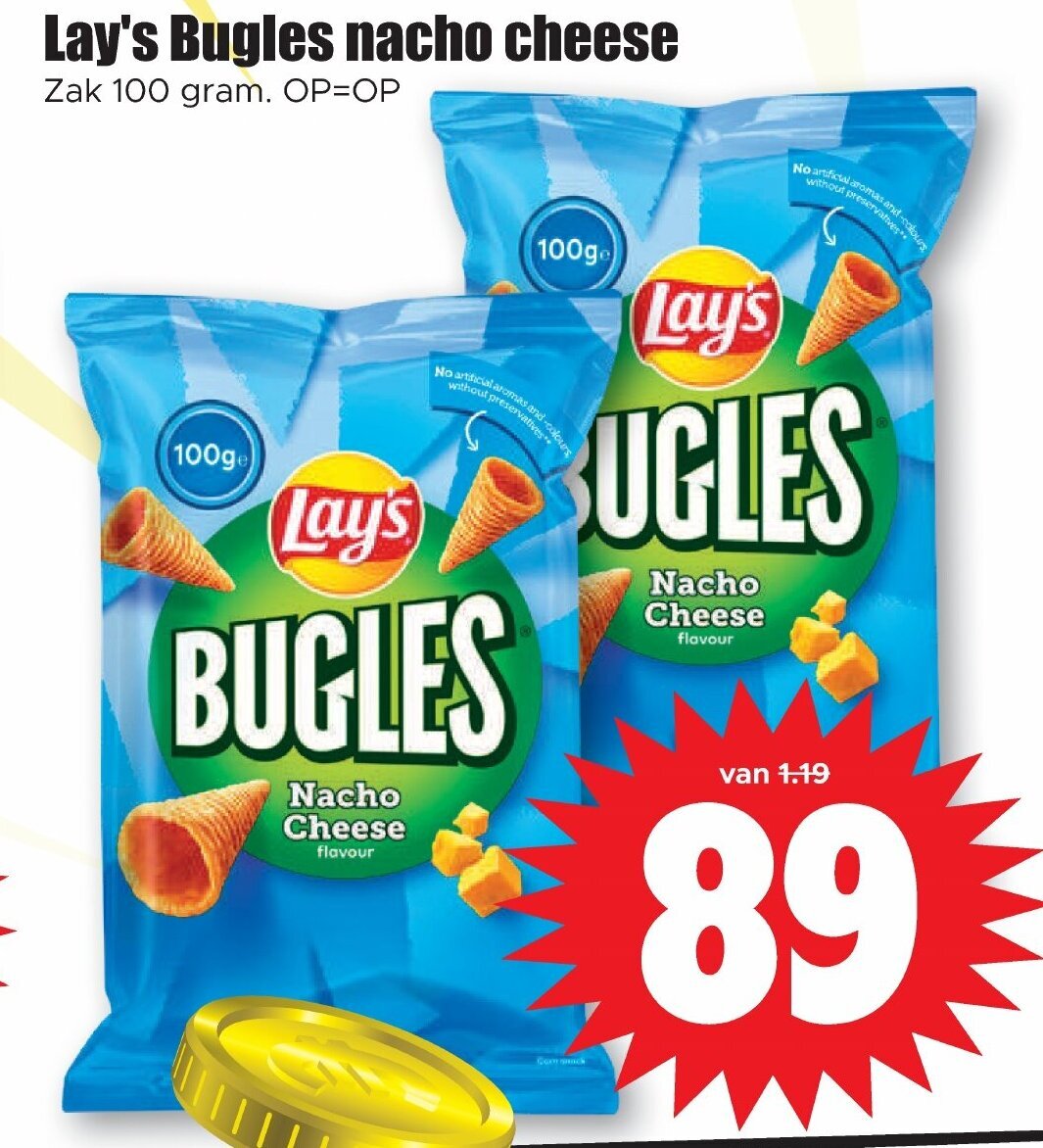 Lay's bugles nacho cheese 100g aanbieding bij Dirk
