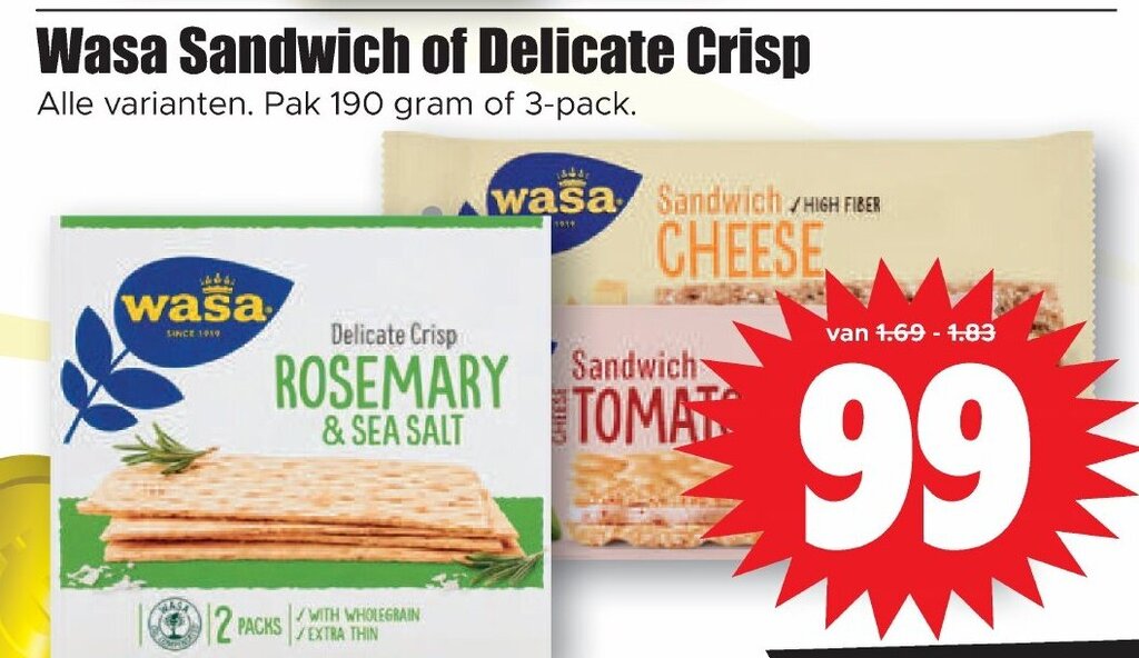 Wasa sandwich of delicate crisp aanbieding bij Dirk
