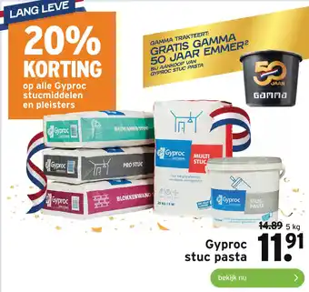 GAMMA 20% korting op Gyproc stucmiddelen en pleisters aanbieding