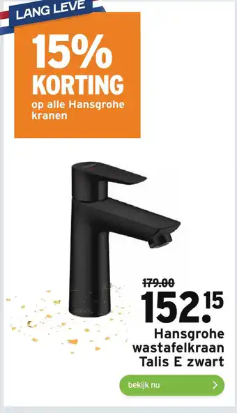 GAMMA Hansgrohe wastafelkraan Talis E zwart aanbieding