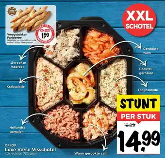 Vomar Voordeelmarkt Luxe verse visschotel of versgebakken parisienne xxl schotel aanbieding