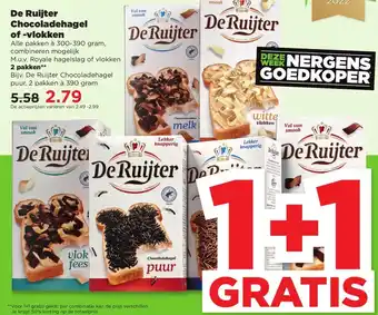 PLUS De Ruijter Chocoladehagel of -vlokken aanbieding