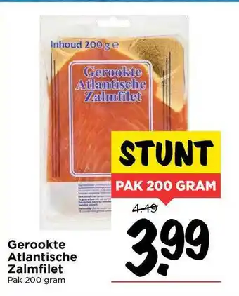 Vomar Voordeelmarkt Gerookte atlantische zalmfilet 200 gram aanbieding