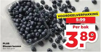 PLUS Blauwe bessen 500 gram aanbieding