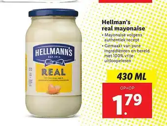 Lidl Hellman's real mayonaise 430 ml aanbieding