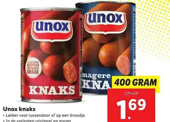 Lidl Unox knaks 400 gram aanbieding