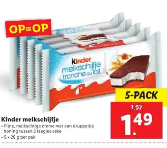 Lidl Kinder melkschijfje 5-pac aanbieding