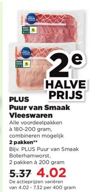 PLUS Puur van smaak vleeswaren aanbieding