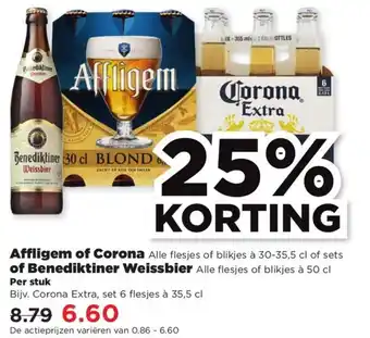 PLUS Affligem of corona of benediktiner weissbier aanbieding