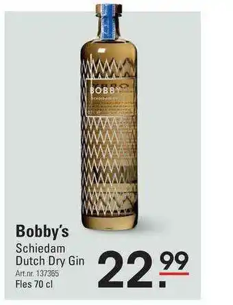 Sligro Bobby's schiedam dutch dry gin 70 cl aanbieding