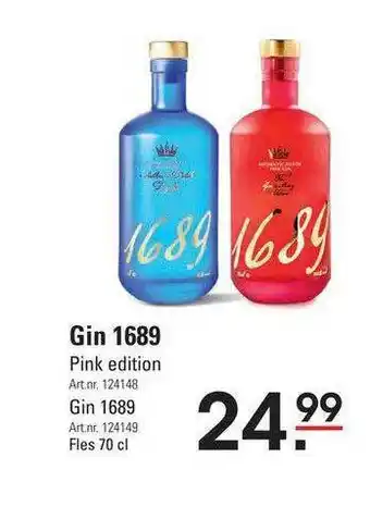 Sligro Gin 1689 pink edition of gin 1689 70 cl aanbieding