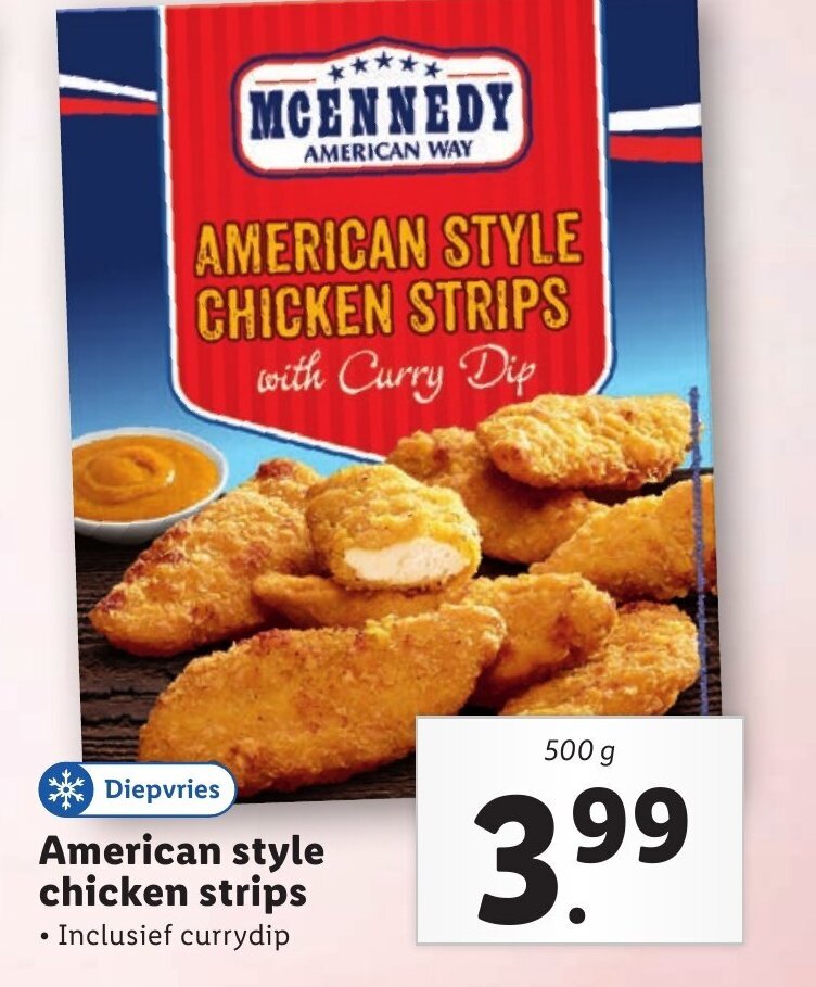 American style chicken strips 500g aanbieding bij Lidl