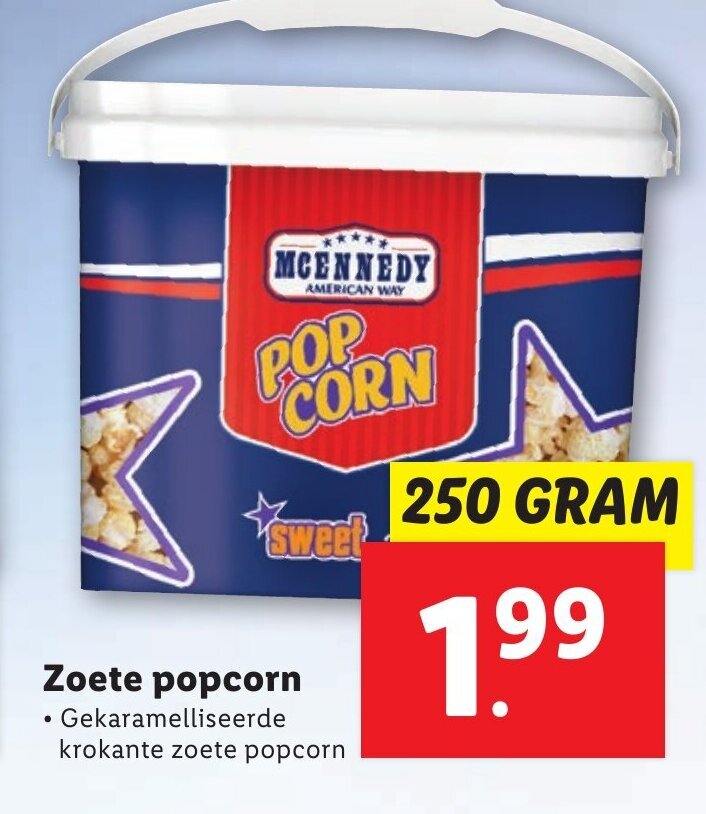 Zoete popcorn 250 gram aanbieding bij Lidl