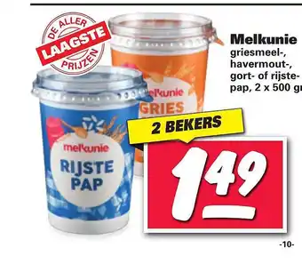 Nettorama Melkunie griesmeel-, havermout-, gort- of rijstepap aanbieding