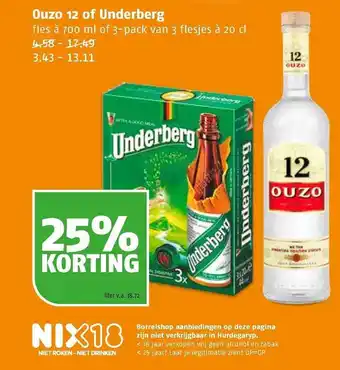 Poiesz Ouzo 12 of underberg 25% korting aanbieding