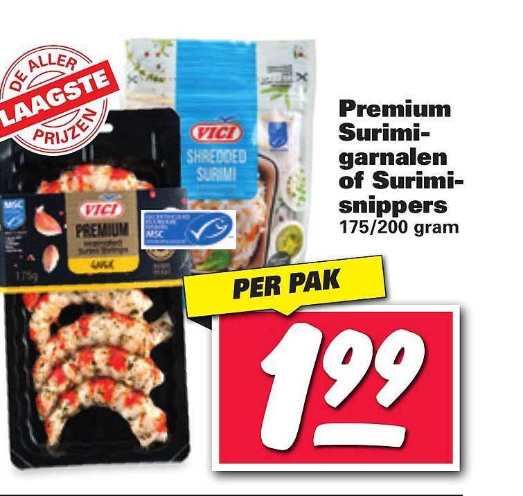Premium surimi garnalen of surimi snippers aanbieding bij Nettorama
