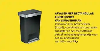 Nijhof Afvalemmer rectangular liner pocket van simplehuman aanbieding