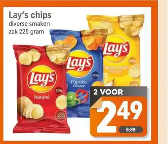 Dagwinkel Lay's chips 225 gram aanbieding