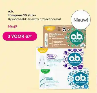 DA O.b. tampons 16 stuks aanbieding