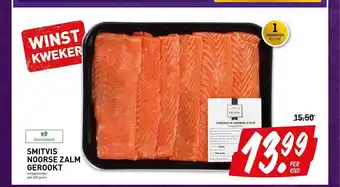 De Kweker Smitvis noorse zalm gerookt 500 gram aanbieding