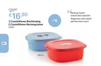 Tupperware 2 crystalwaves rechthoekig, 2 crystalwaves rectangulaires aanbieding