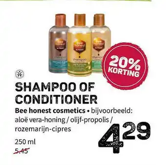 Ekoplaza Shampoo of conditioner bee honest cosmetics 250 ml aanbieding