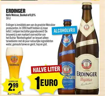 Dirck 3 Erdinger hefe weisse, dunkel of 0,0% 50 cl aanbieding