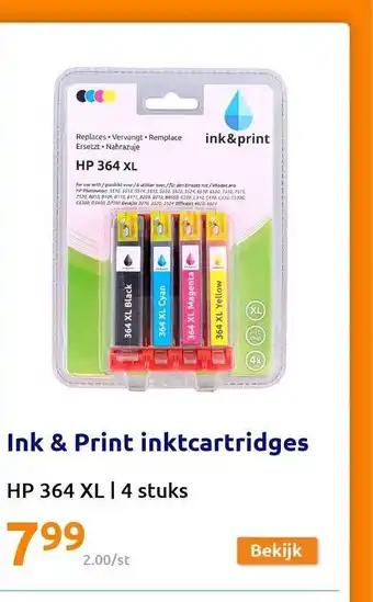 Action Ink & print inktcartridges hp 364 xl | 4 stuks aanbieding