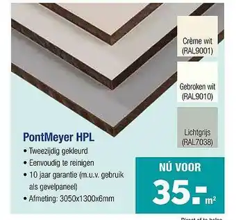 Pontmeyer PontMeye HPL 3050x1300x6mm aanbieding