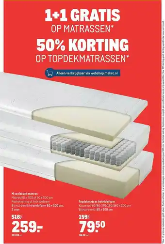 Makro M Cooltouch Matras Of Topdekmatras Hybridefoam aanbieding