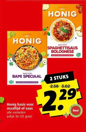 Boni Honig basis voor maaltijd of saus aanbieding