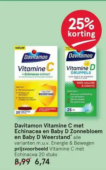 Etos Davitamon Vitamine C Met Echinacea En Baby D Zonnebloem En Baby D Weerstand 25% Korting aanbieding