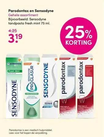 DA Parodontax En Sensodyne 25% Korting 75ml aanbieding