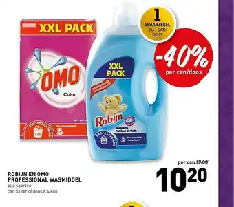 De Kweker Robijn En Omo Professional Wasmiddel aanbieding