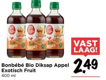 Vomar Voordeelmarkt Bonbébé Bio Diksap Appel Exotisch Fruit 400ml aanbieding