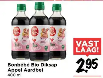 Vomar Voordeelmarkt Bonbébé Bio Diksap Appel Aardbei 400ml aanbieding