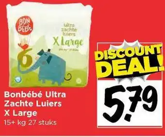 Vomar Voordeelmarkt Bonbébé Ultra Zachte Luiers X Large aanbieding