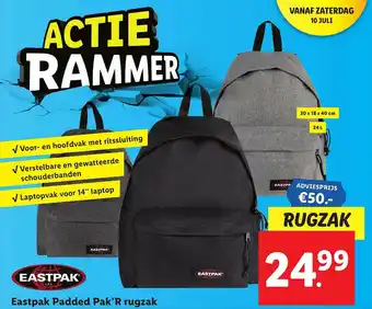 Lidl Eastpak Padded Pak'R Rugzak aanbieding