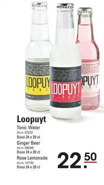 Sligro Loopuyt Tonic Water, Ginger Beer Of Rose Lemonade aanbieding