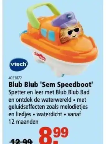 Marskramer Vtech Blub Blub 'Sem Speedboot' aanbieding