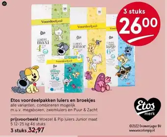 Etos voordeelpakken luiers en broekjes aanbieding