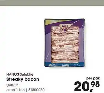 HANOS Hanos Selektie Streaky Bacon 1 kilo aanbieding