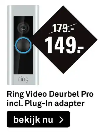 Karwei Ring video deurbel pro incl. plug-in adapter aanbieding