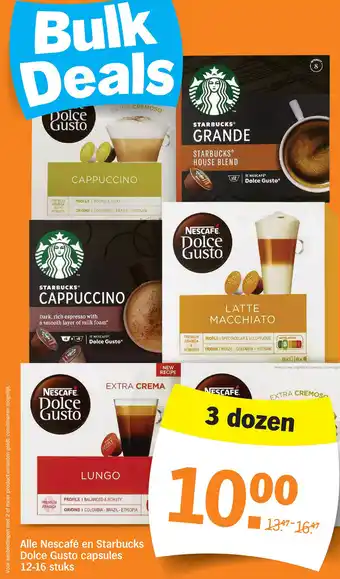 Albert Heijn Alle nescafé en starbucks dolce gusto capsules aanbieding