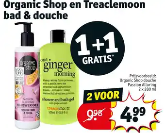 Kruidvat Organic shop en treaclemoon had & douche aanbieding