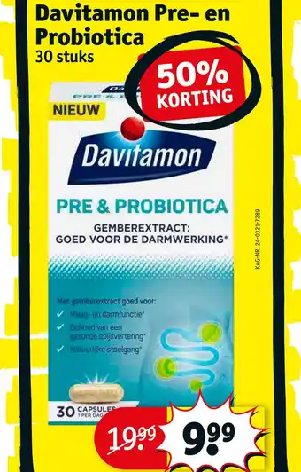 Kruidvat Davitamon pre- en probiotica aanbieding